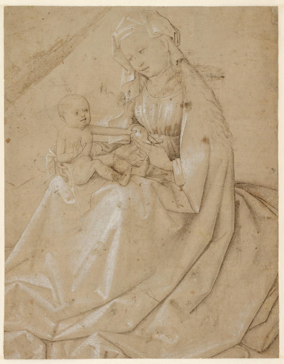 Madonna mit dem Christuskind, das eine Birne hält von Robert Campin