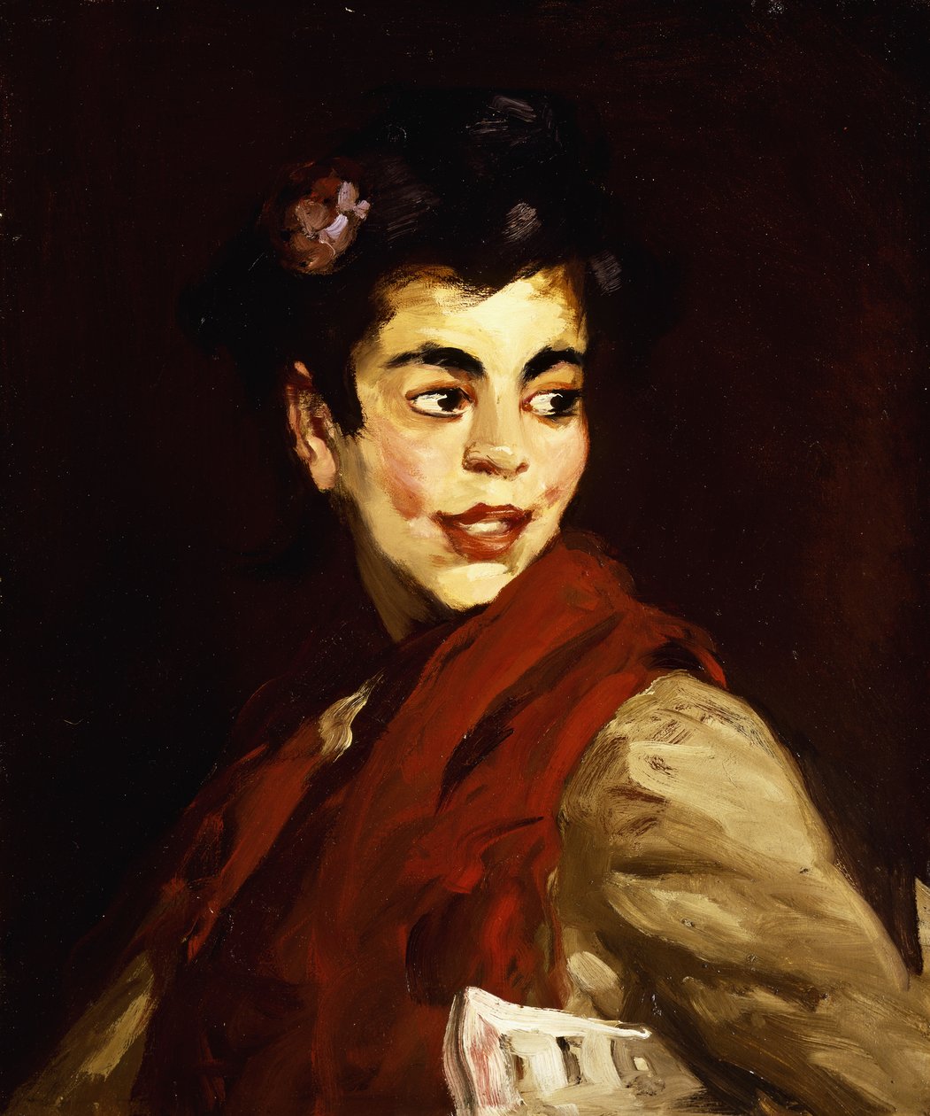 Zeitungsverkäuferin - Madrid, 1908 von Robert Cozad Henri