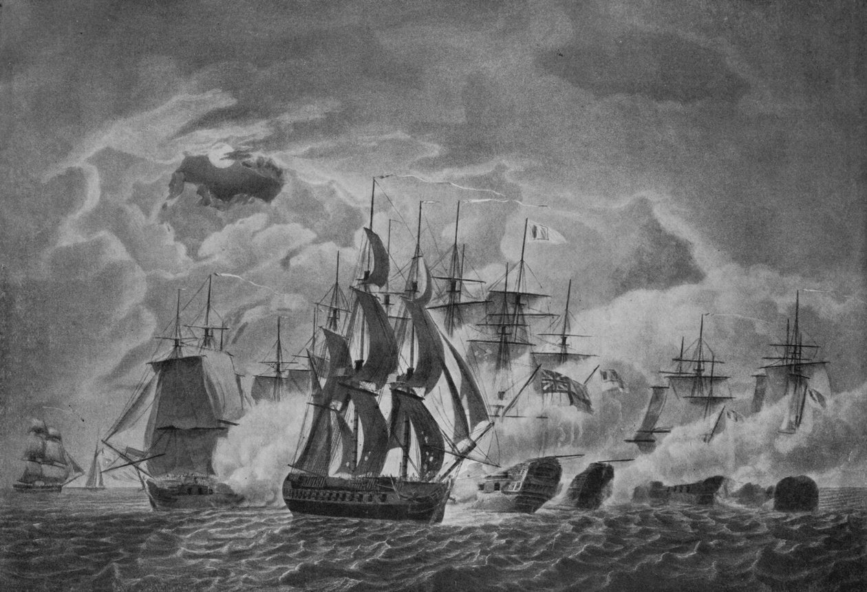 Kapitän Trollopes berühmte Aktion, ca. 1800 von Robert Dodd