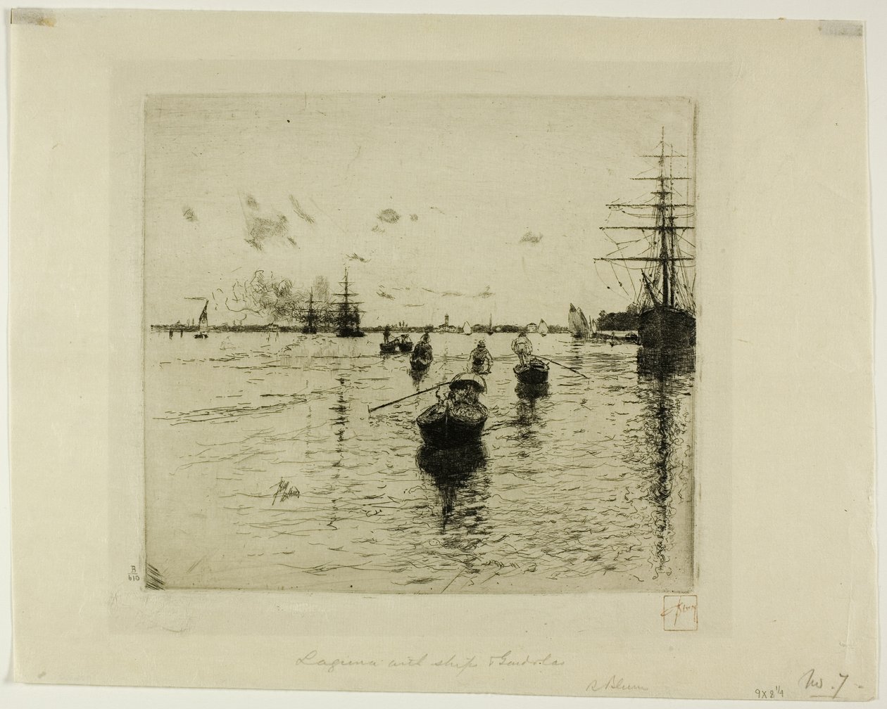 Lagune mit Dampfern und Gondeln, Venedig von Robert Frederick Blum