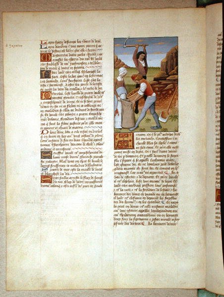 Ms Fr. Fv VI #1 fol.98v Goldabbau, Illustration aus Das Buch der einfachen Heilmittel von Matthaeus Platearius (gest. ca. 1161) um 1470 von Robinet Testard