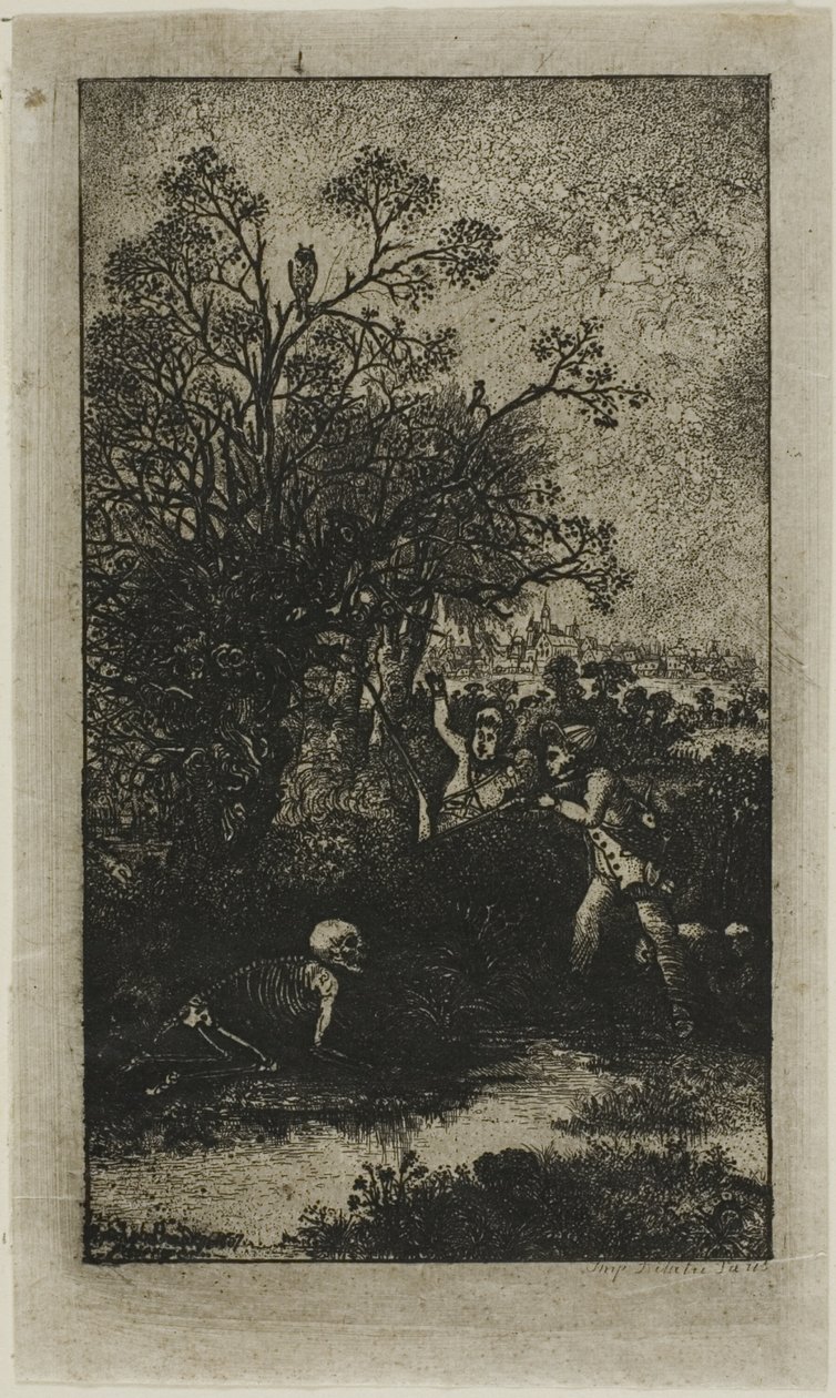 Jäger von Tod überrascht von Rodolphe Bresdin