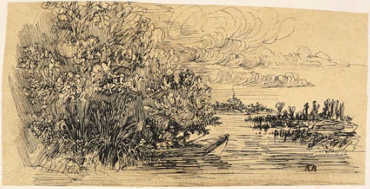 Jäger auf Hinterhaltjagd in einem Boot von Rodolphe Bresdin