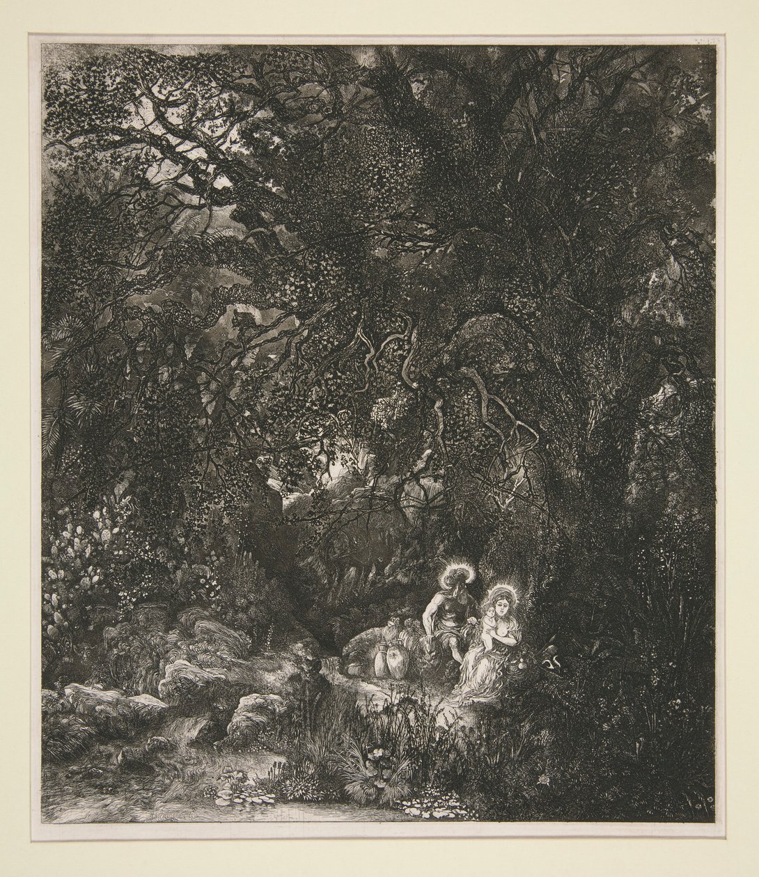 Ruhe auf der Flucht nach Ägypten von Rodolphe Bresdin