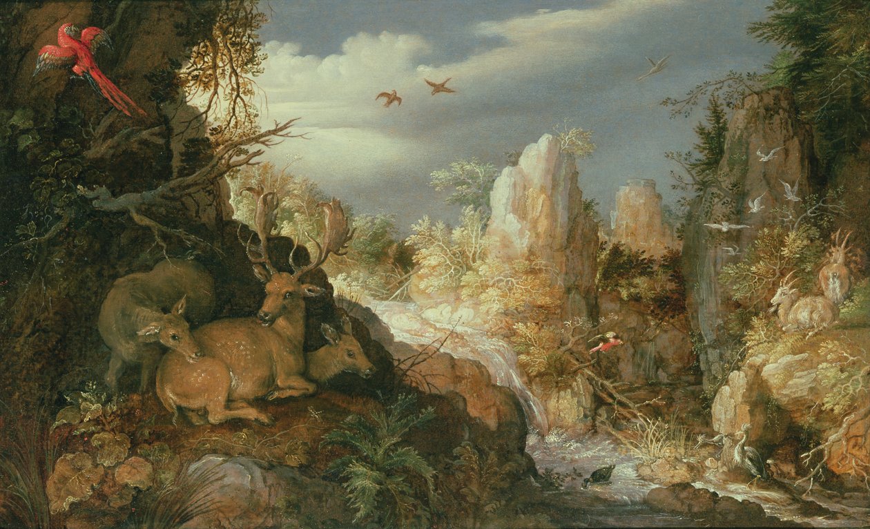 Berglandschaft mit Hirschen von Roelandt Jacobsz. Savery