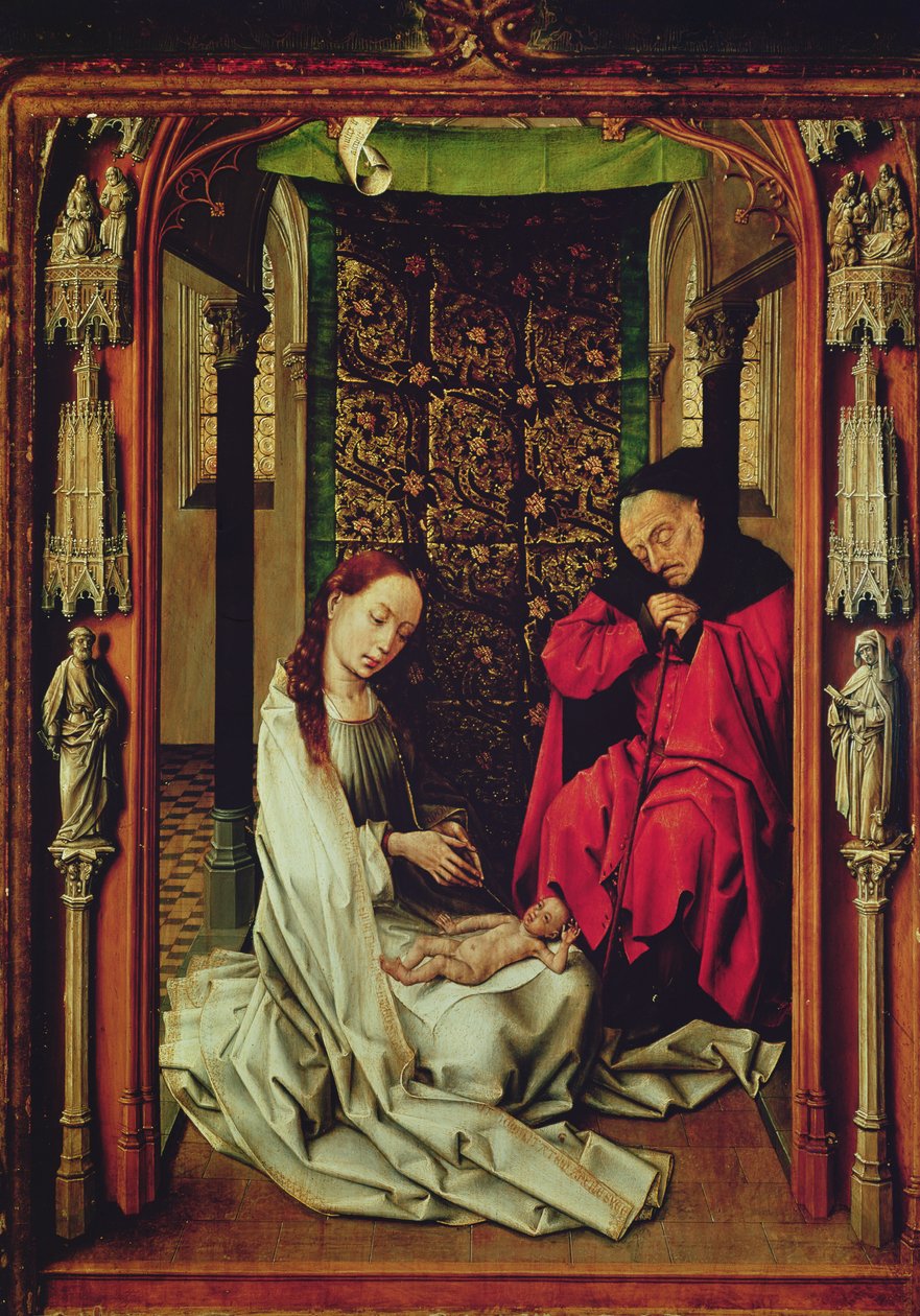 Die Geburt Christi, linker Flügel eines Triptychons, ca. 1496 von Rogier van der Weyden