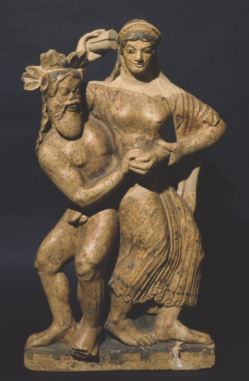 Antefix, das eine Mänade und einen Satyr darstellt, Satricum von Roman