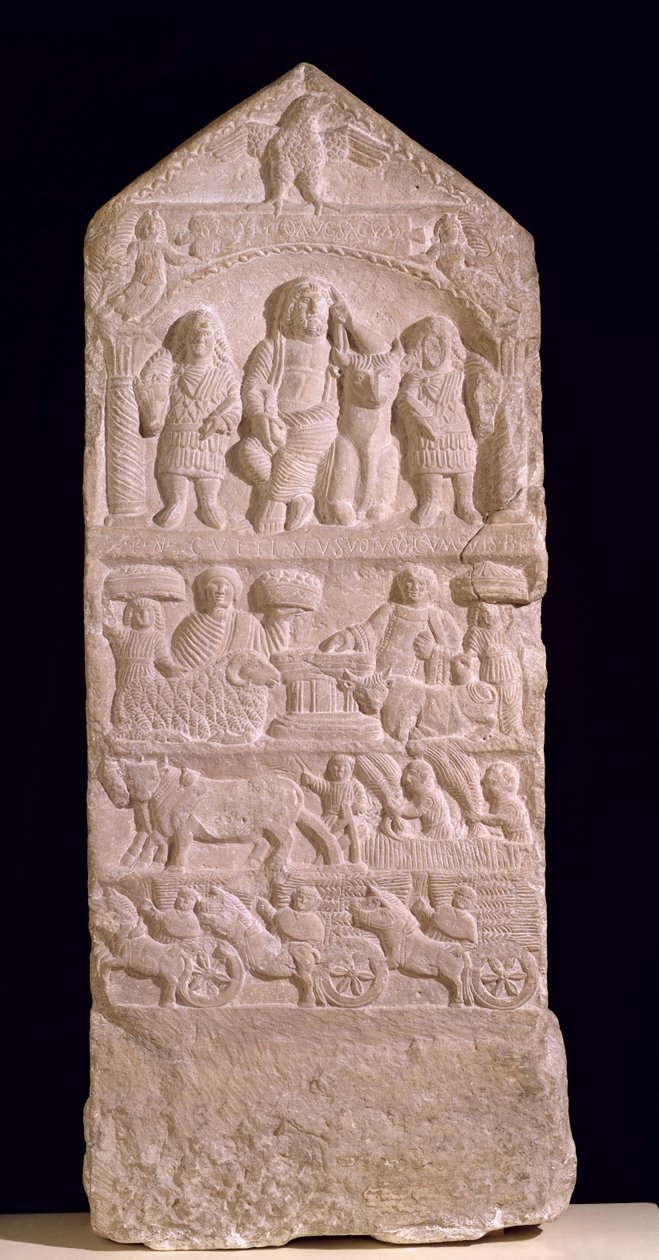 Votivstele, gewidmet Saturn, die Boglio-Stele, 3.-4. Jahrhundert von Roman