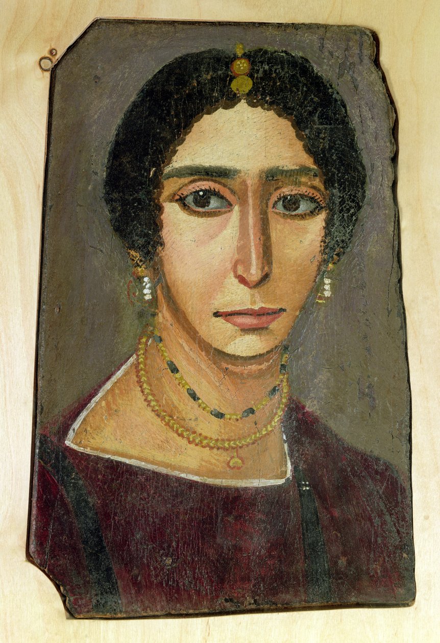 Porträt einer Frau, aus Fayum, 1.-4. Jahrhundert (Enkaustik auf Holz) von Roman Period Egyptian