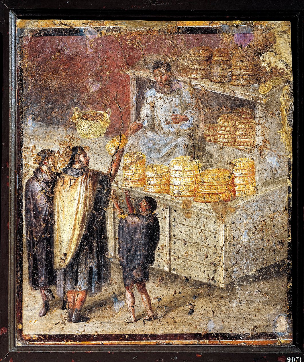 Antikes römisches Fresko mit Brotspende von Roman