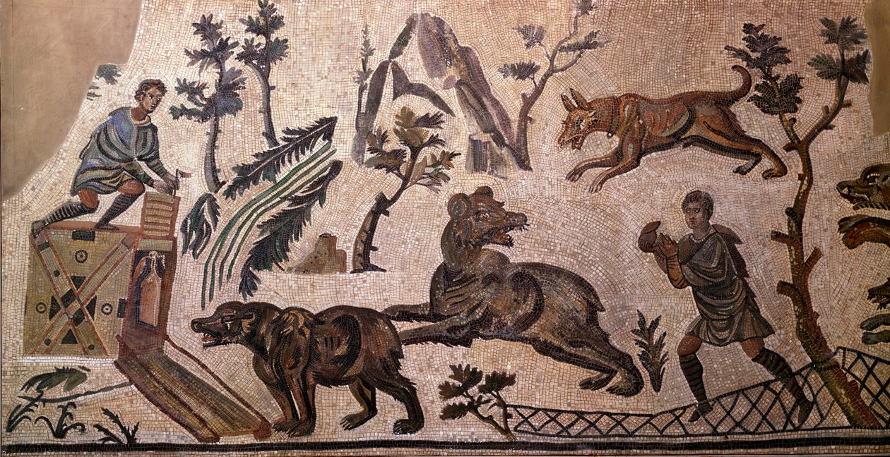 Bärenjagd (Mosaik, 4. Jahrhundert v. Chr.) von Roman