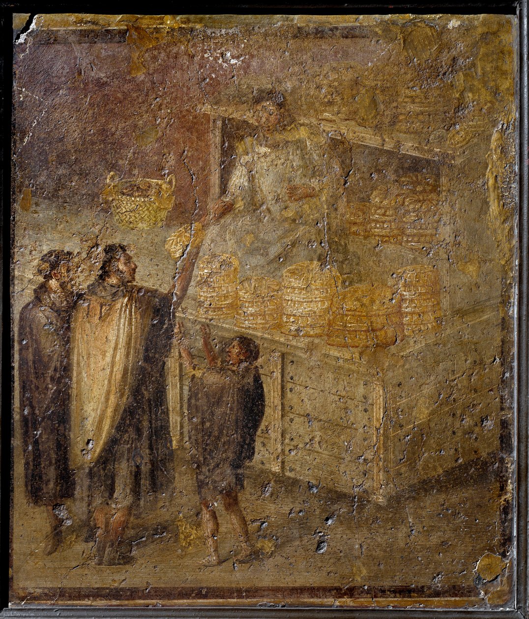 Szene, die einen Bäcker beim Brotverkauf darstellt (Fresko, 1. Jahrhundert) von Roman
