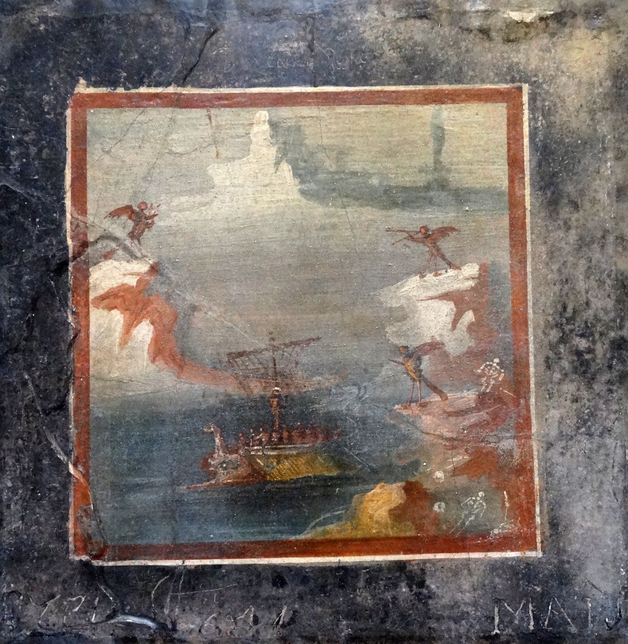 Odysseus widersteht den Gesängen der Sirenen (Fresko) von Roman
