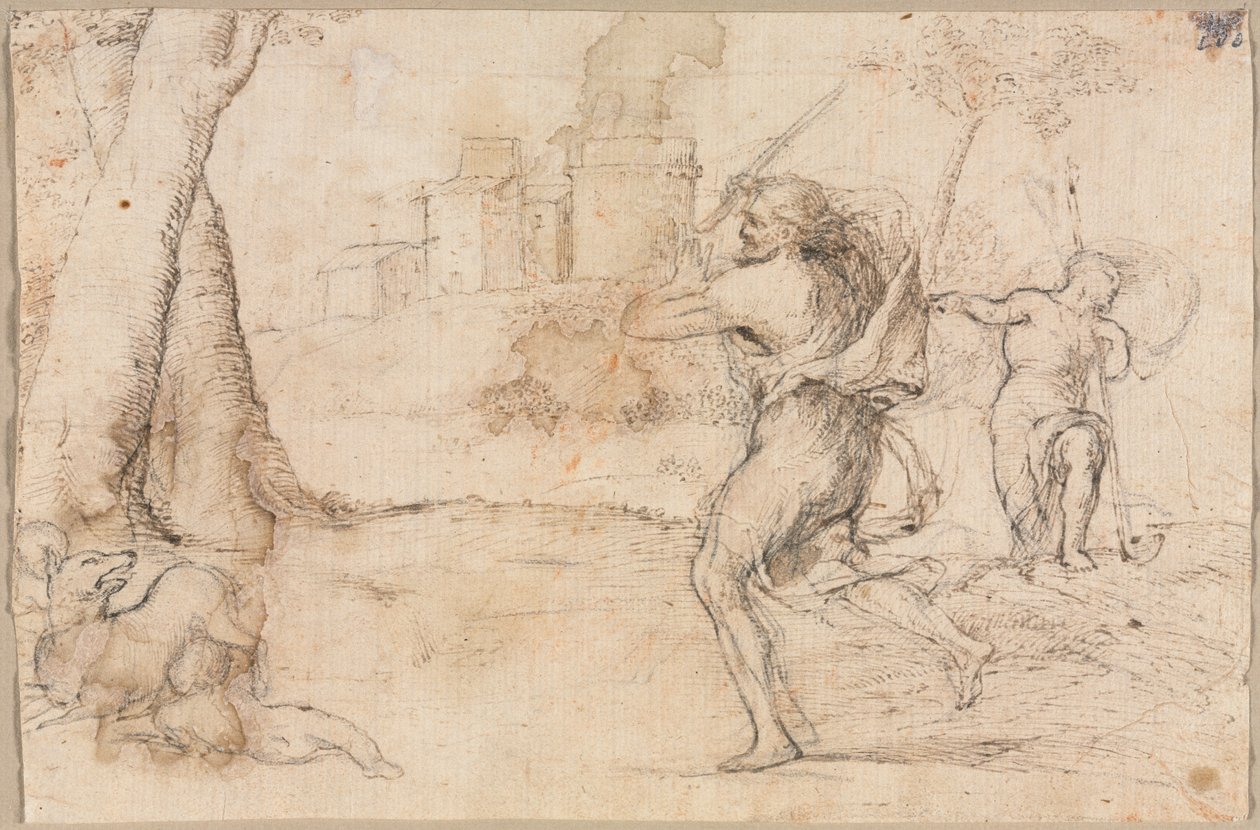 Romulus und Remus gefunden von Faustulus (recto) von Romanino