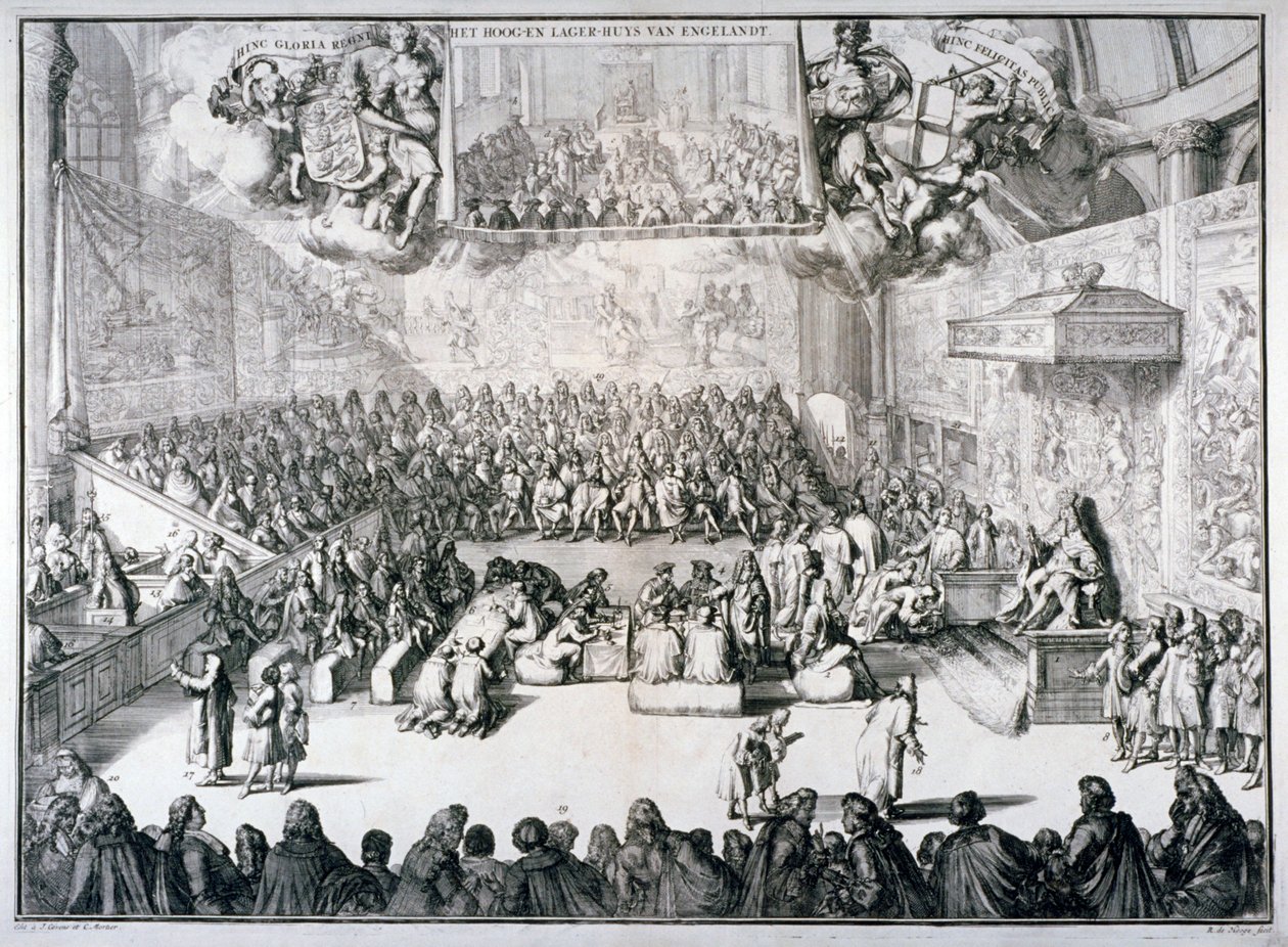 Het hoog-en lager-huys van Engelandt, 1689 von Romeyn de Hooghe