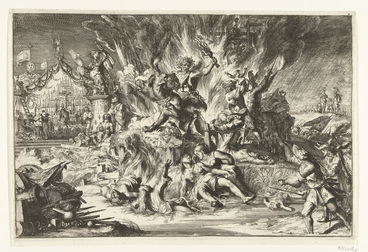 Krieg und Tyrannei plagen die Niederlande von Romeyn de Hooghe