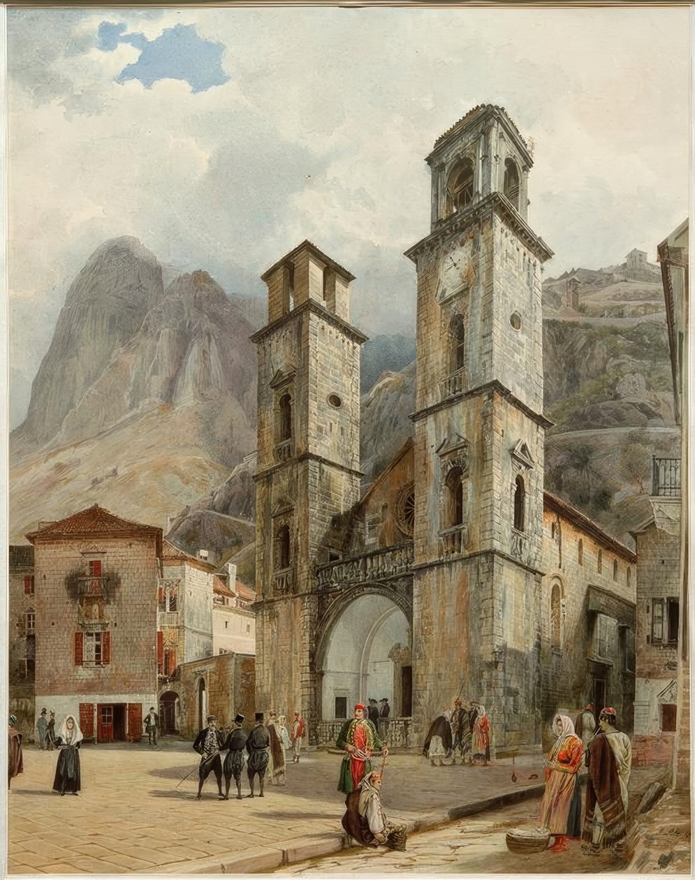 Der Domplatz in Cattaro von Rudolf von Alt