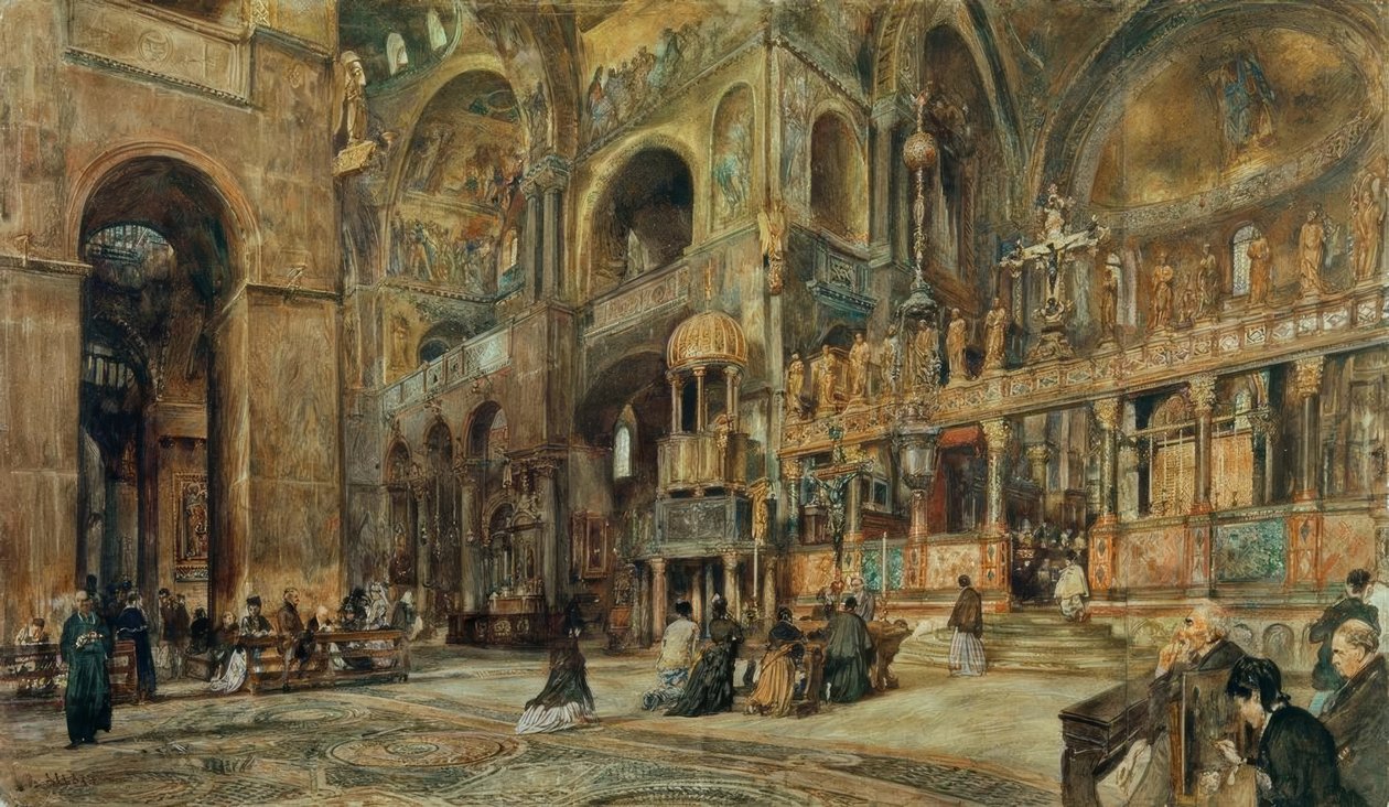 Innenansicht der Markuskirche in Venedig von Rudolf von Alt