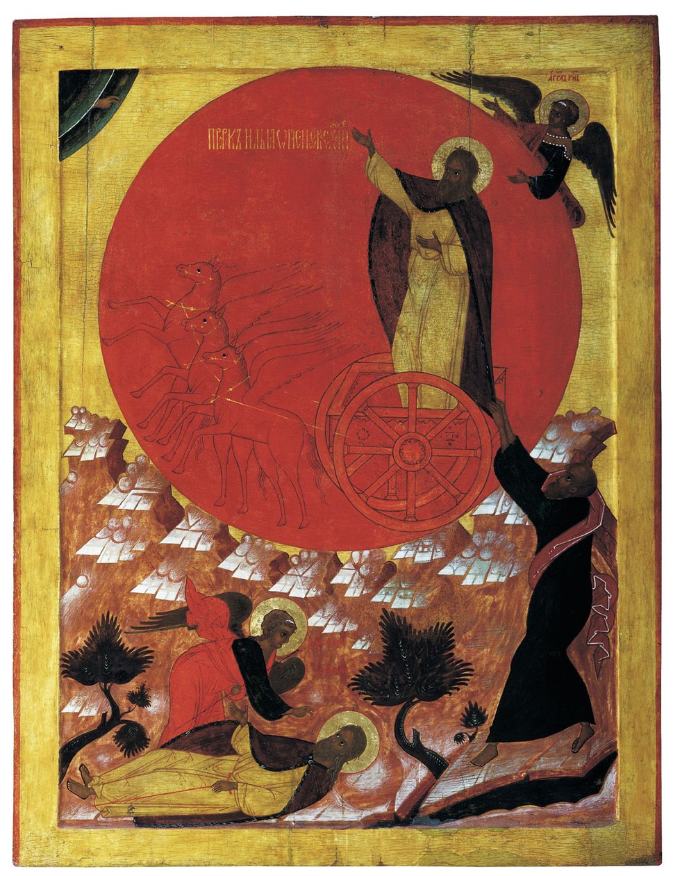 Der Prophet Elija und der feurige Wagen, ca. 1570 von Russian School