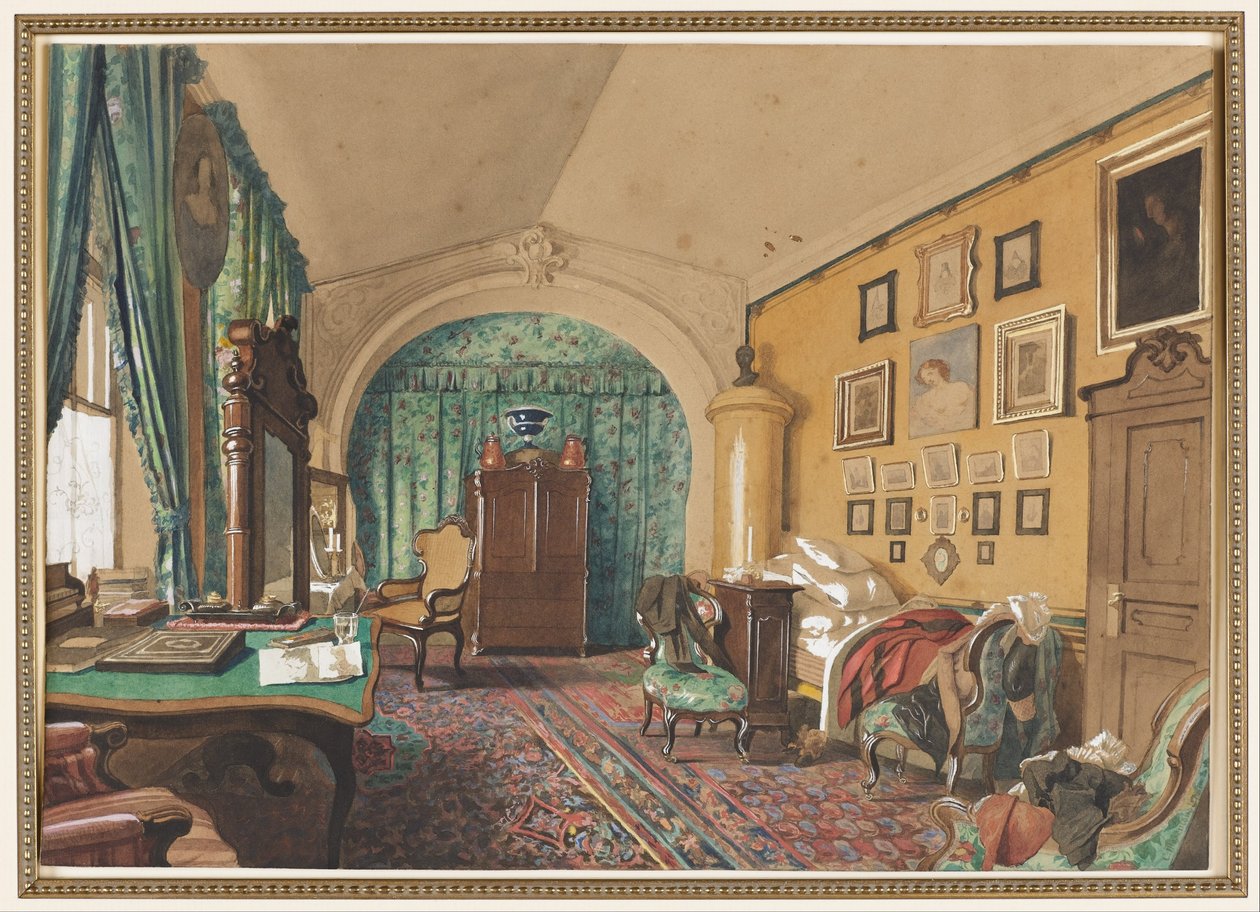 Innenansicht eines Männerwohnzimmers von S. Tolstoi