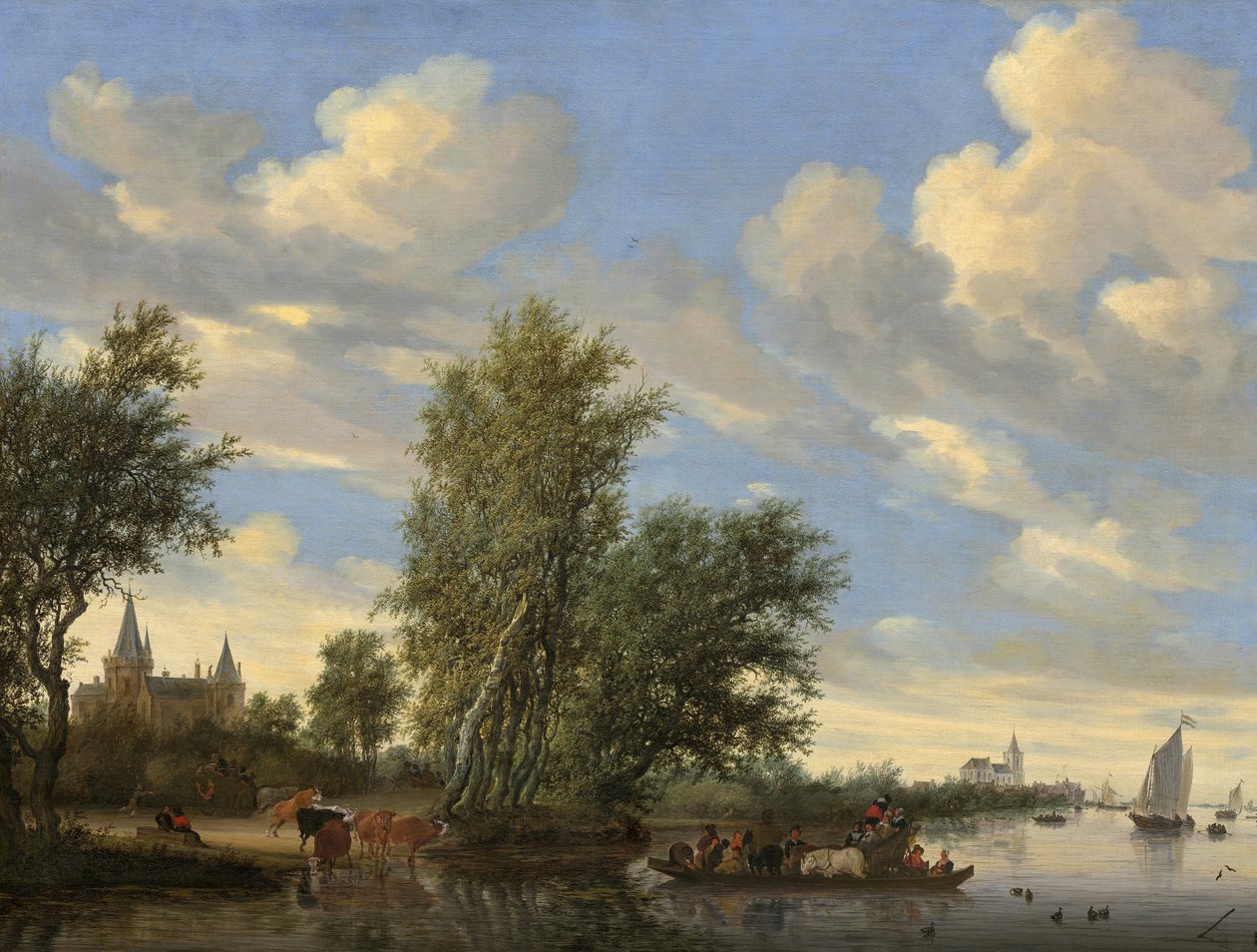 Flusslandschaft mit Fähre von Salomon van Ruisdael or Ruysdael