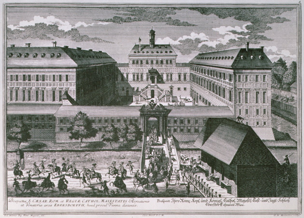Ansicht von Schloss Ebersdorff bei Wien, graviert von Georg-Daniel Heumann (1691-1759) von Salomon after Kleiner