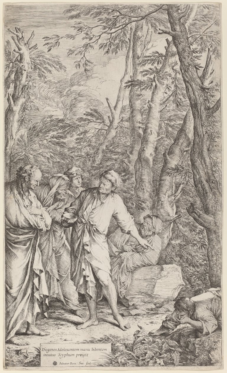 Diogenes wirft seine Schale weg von Salvator Rosa