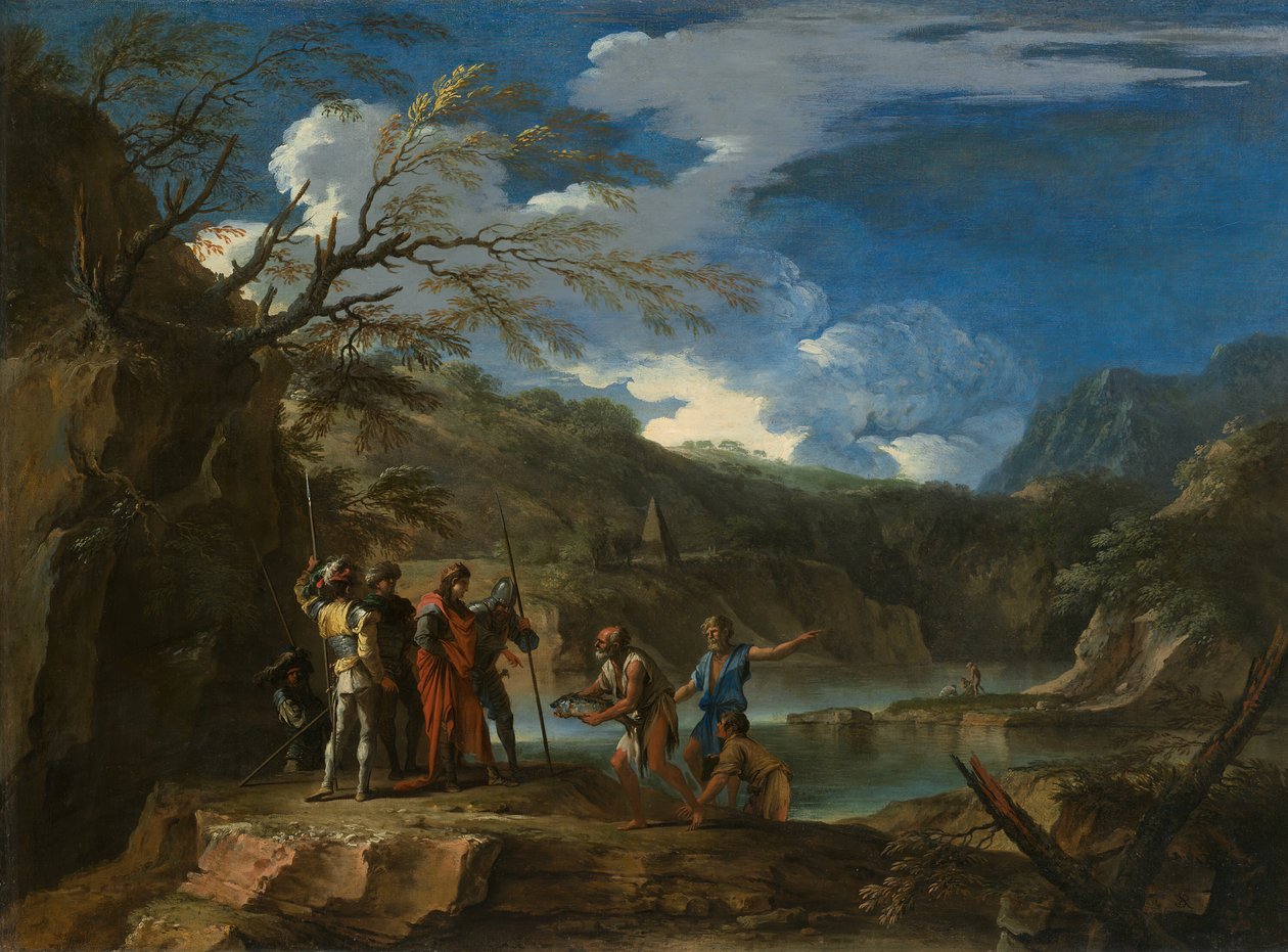 Polykrates und der Fischer, ca. 1664 von Salvator Rosa