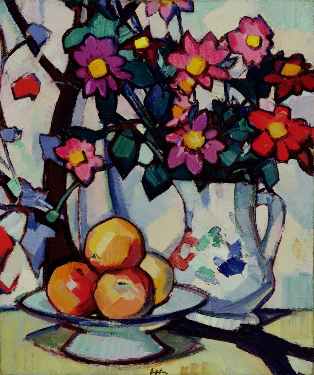 Stillleben mit Dahlien und Früchten, ca. 1910-12 von Samuel John Peploe