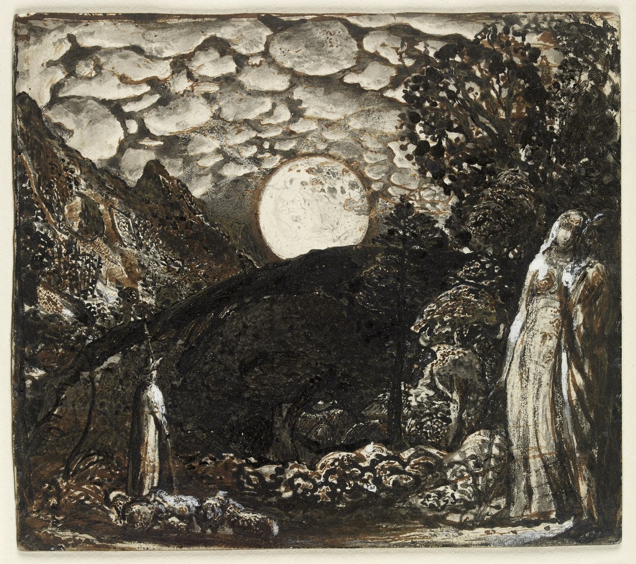 Hirten unter einem Vollmond, ca. 1829-30 von Samuel Palmer