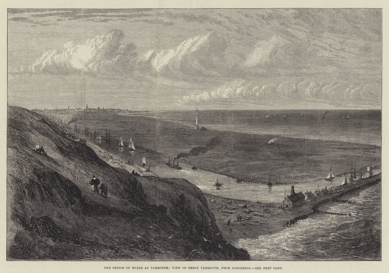 Der Prinz von Wales in Yarmouth, Blick auf Great Yarmouth, von Gorleston von Samuel Read