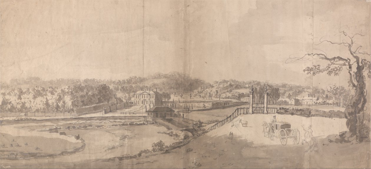 Eine Ansicht des Anwesens in Eshott Hall, Yorkshire von Samuel Scott