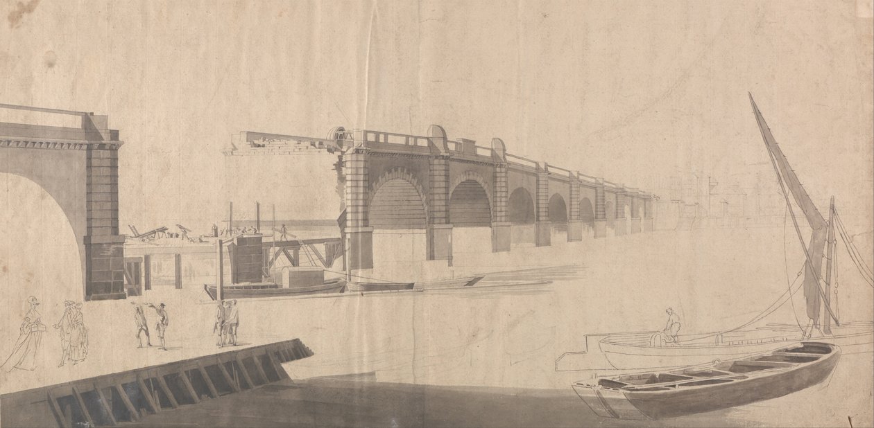 Westminster Bridge im Bau von Samuel Scott