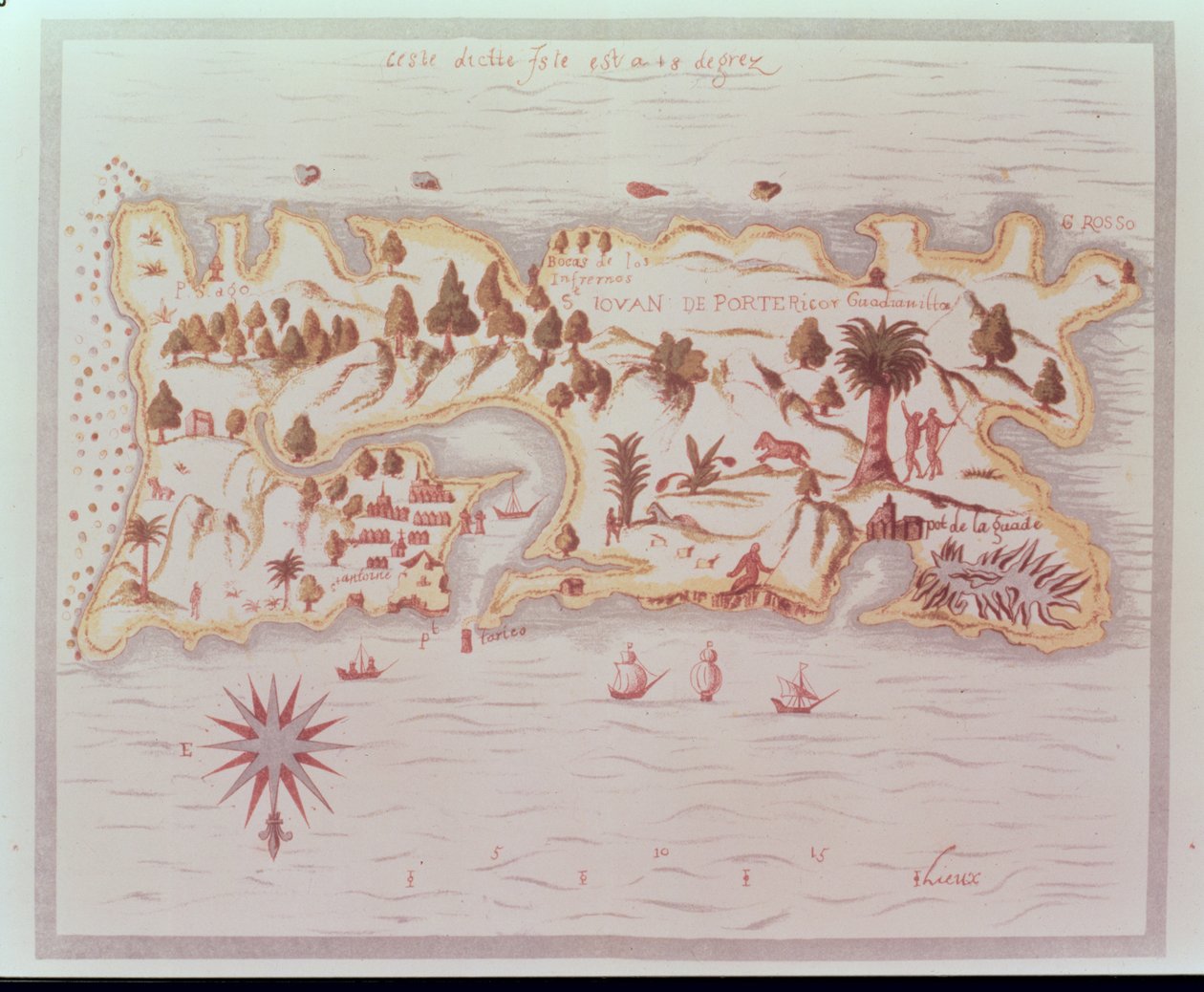 Karte der Insel Puerto Rico, 1599 von Samuel de Champlain