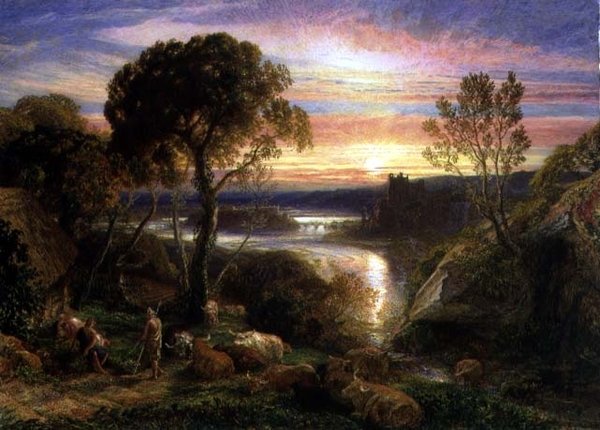Tityrus wiederhergestellt zu seinem Erbe, 1877 von Samuel Palmer