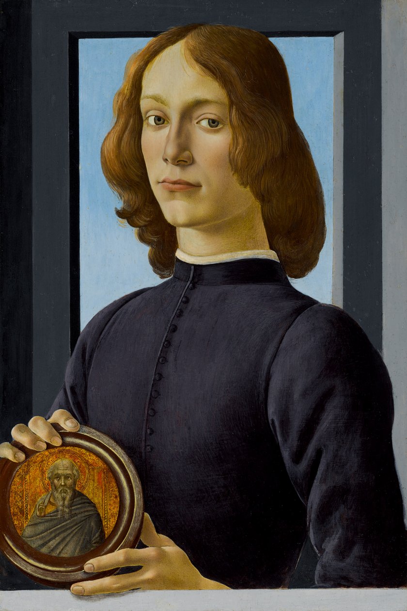 Junger Mann, der ein Rundel hält, ca. 1480 von Sandro Botticelli
