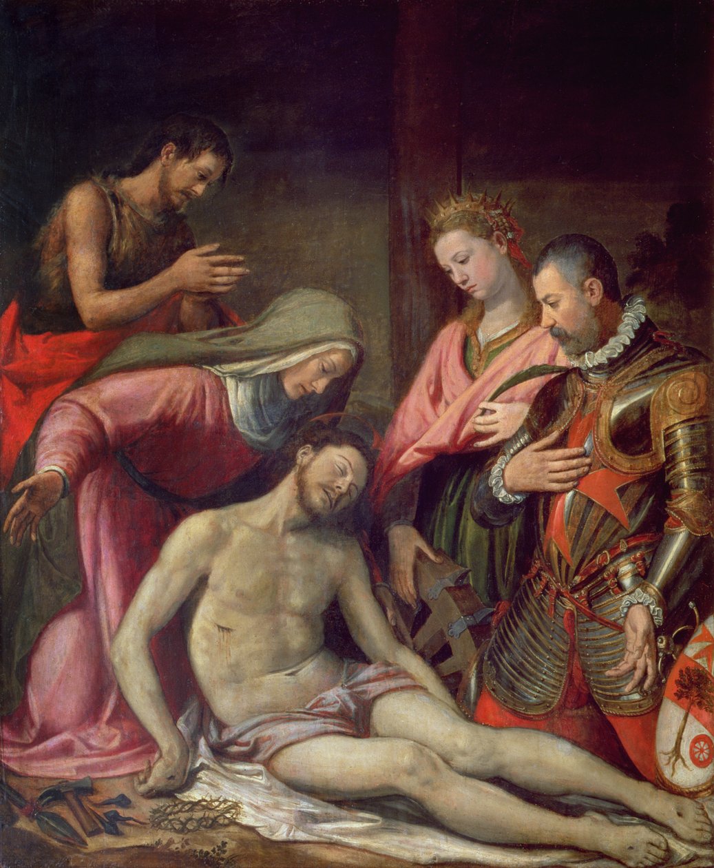 Die Kreuzabnahme Christi mit Johannes dem Täufer, der heiligen Katharina von Alexandria und einem Stifter von Santi di Tito
