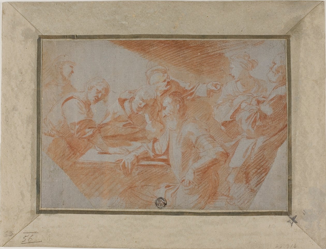Gruppe von Figuren um einen Tisch von Sébastien Bourdon