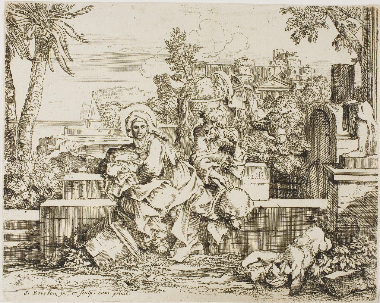 Ruhe auf der Flucht nach Ägypten von Sébastien Bourdon