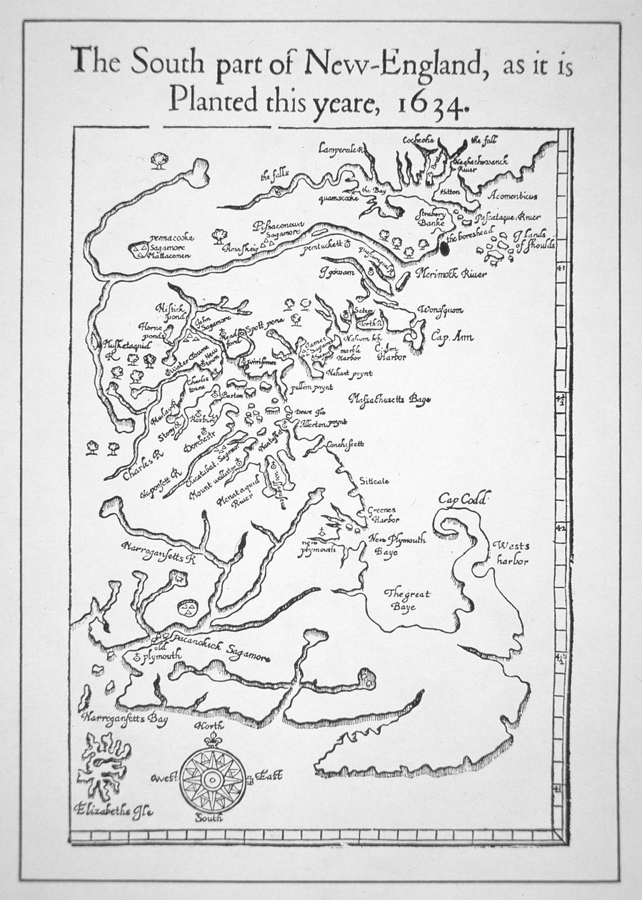 Karte einschließlich Massachusetts Bay von School American