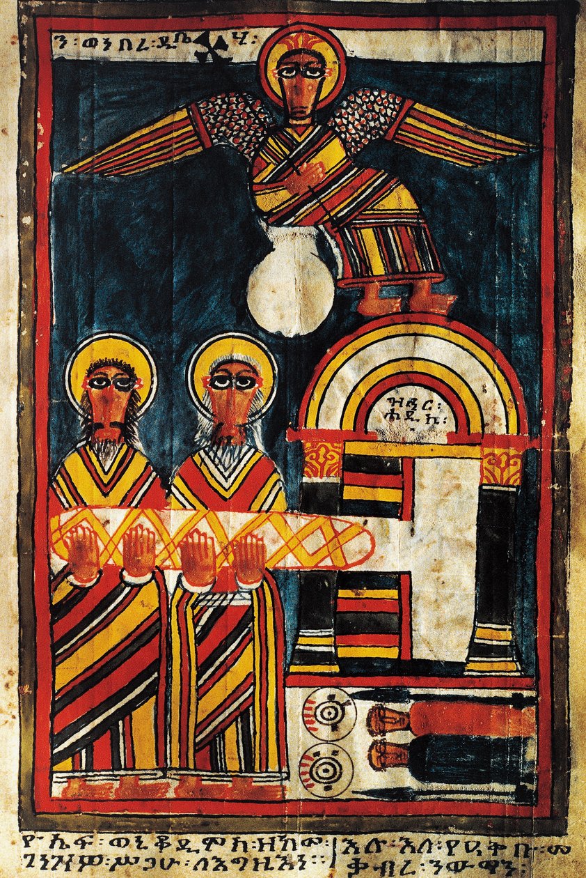 Jesus und die Diebe, Evangelienminiatur von School Ethiopian
