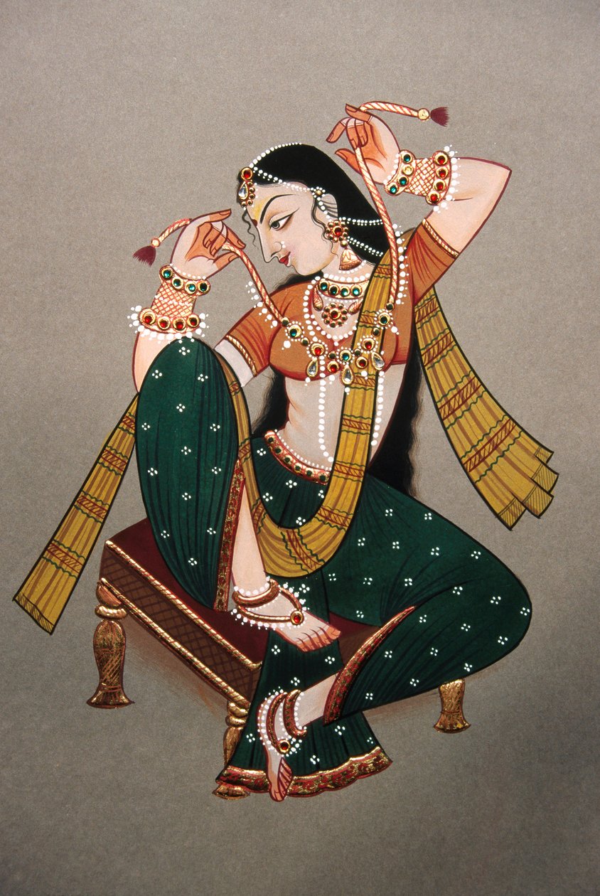 Miniaturmalerei auf Papier Rajasthani Dame von School Indian