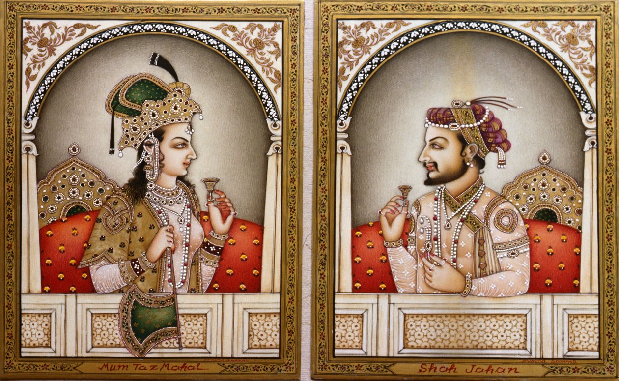 Mumtaz Mahal und Shah Jahan Malerei von School Indian