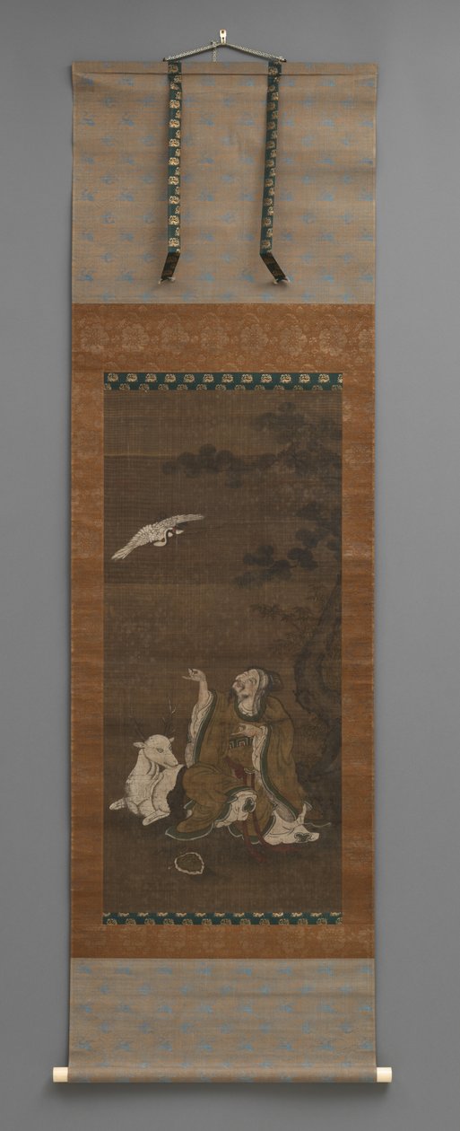 Mann mit Hirsch, fliegender Kranich von Japanese School