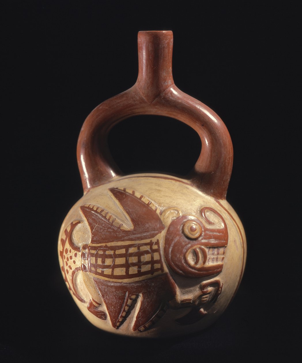 Vase mit Fischdesign, Mochica, 200-800 n. Chr. von School Peruvian