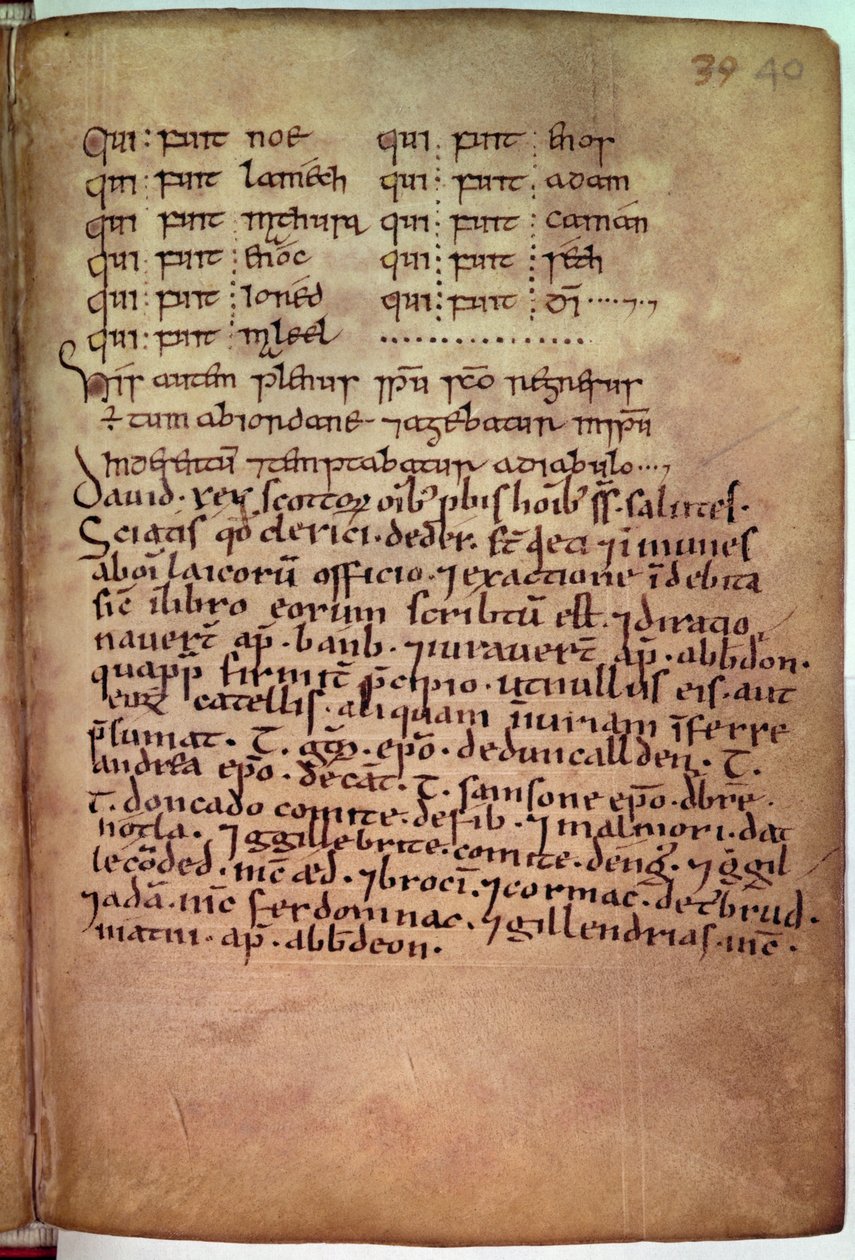 Ms 11.6.32 Urkunde ausgestellt an die Kleriker von Deer, von König David (1084-1183) aus 