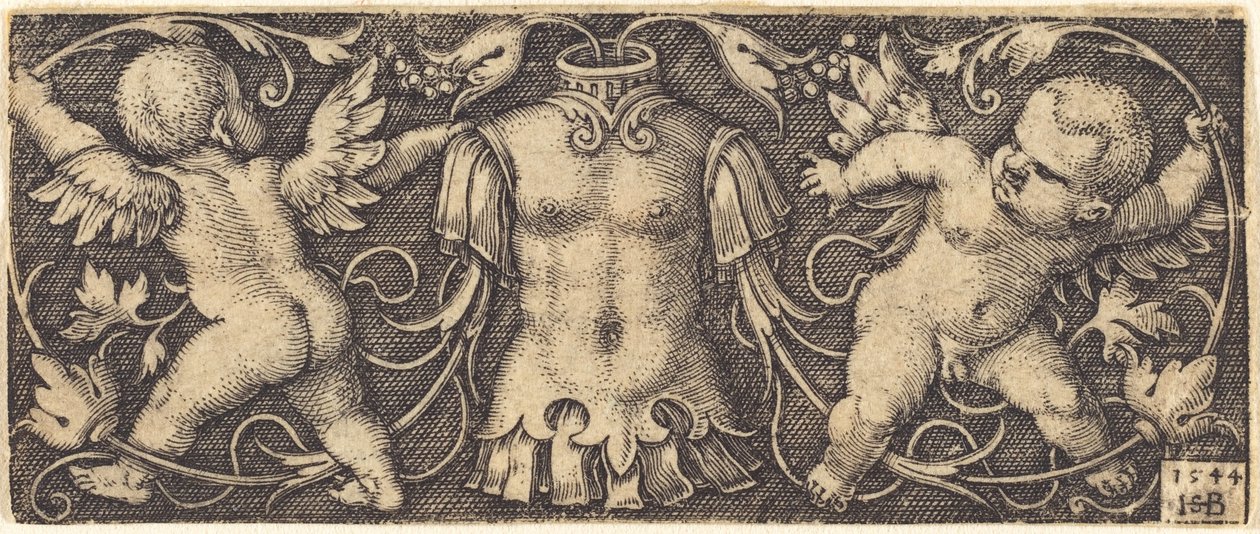 Ornament mit Rüstung und zwei Genien von Sebald Beham