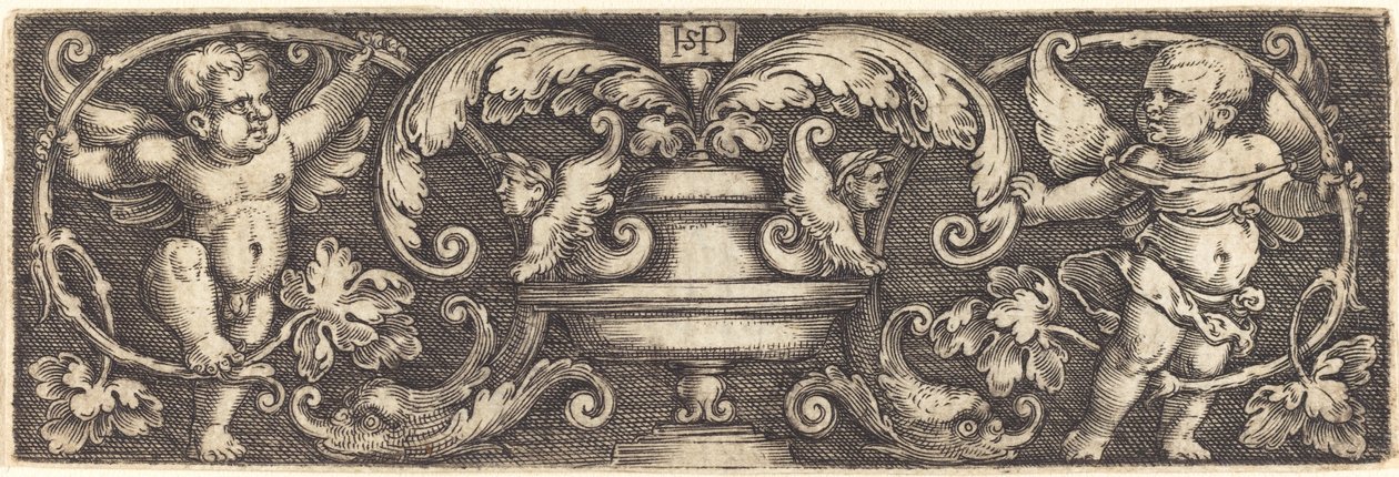 Ornament mit einer Vase zwischen zwei Genien von Sebald Beham