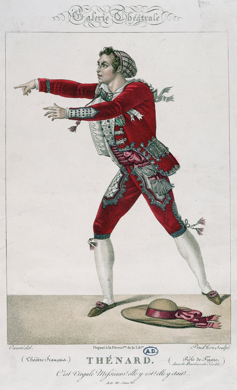 Der Schauspieler Thenard in der Rolle des Figaro in 