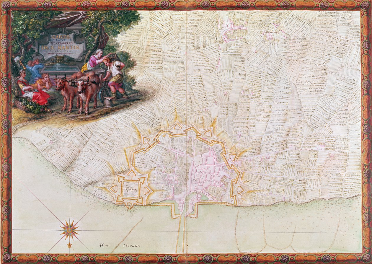 Ms. 988, Band 3, fol. 39 Karte der Stadt und Zitadelle von Saint-Martin, Île de Ré, aus dem 